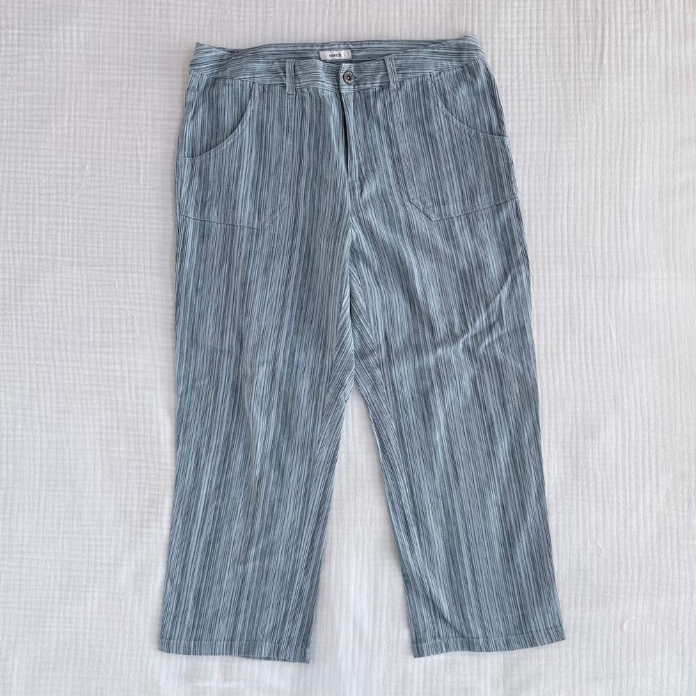 Liz&Co. Women's 6 Blue Striped‎ Stretch Cotton Denim Cropped Pants